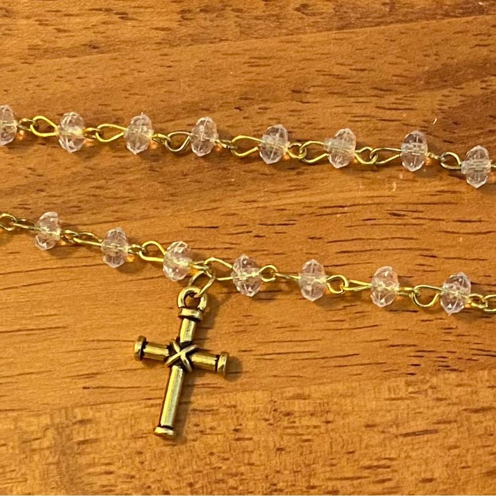 NEW Acrylic crystal rosary style cross bracelets (3)
